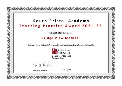 Certificate of teaching practice award 2021-2022